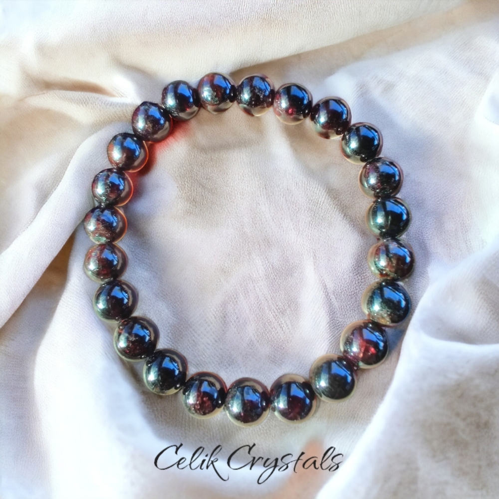 Red Garnet Bracelet Unisex Natural Stones Handmade Stretch Healing Bracelet